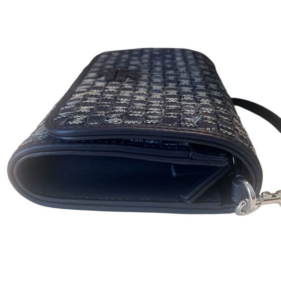 Tory Burch Thea Denim Navy Woven Flat Wallet Crossbody Bag NWT - Picture 6 of 11